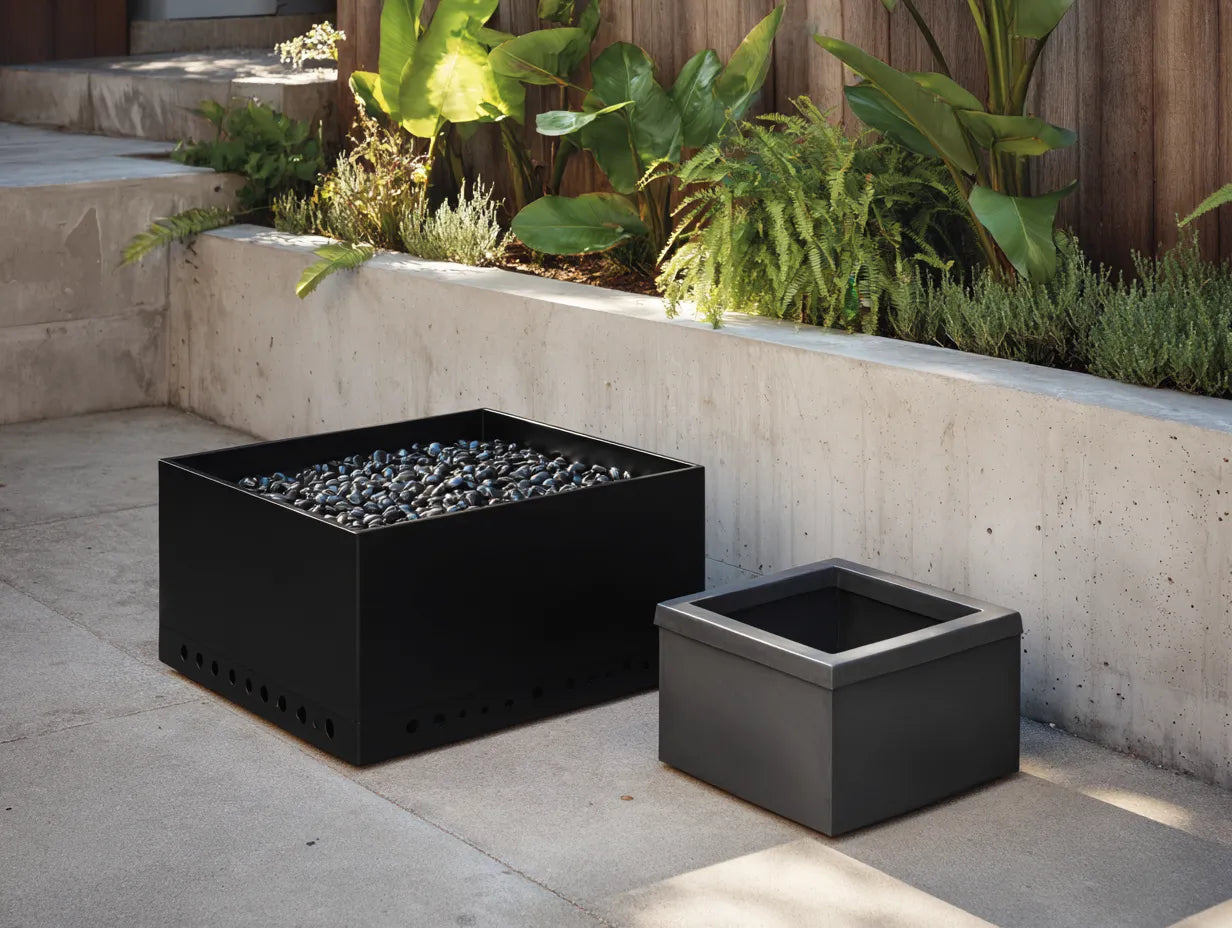 Stufa All'Aperto in metallo 75×75×52 cm - nero - stile industriale compatto