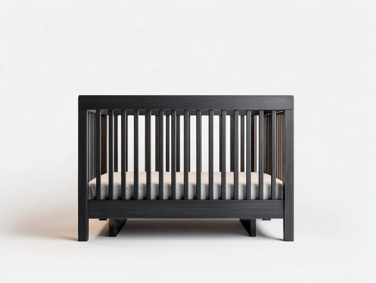 Culla in legno 135×72×88 cm - nera - struttura lineare moderna per camera da letto