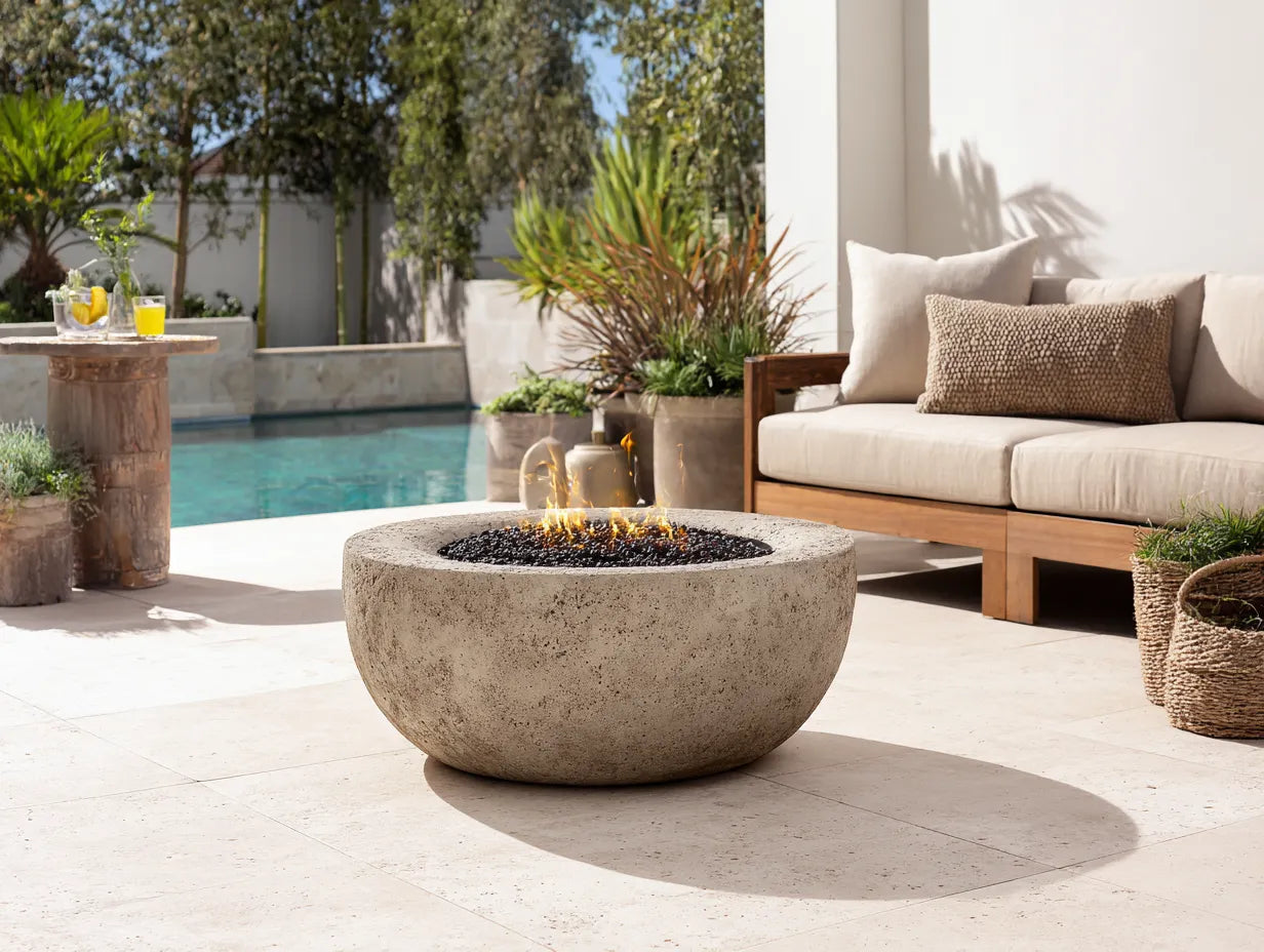 Stufa All'Aperto in cemento 84×84×44 cm - beige - stile naturale contemporaneo