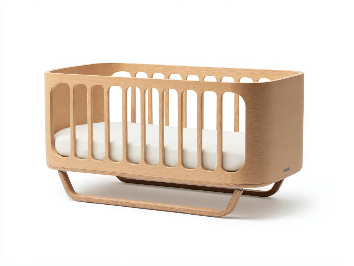 Culla Camera Da Letto in legno 120×70×86 cm - legno naturale - stile contemporaneo arrotondato