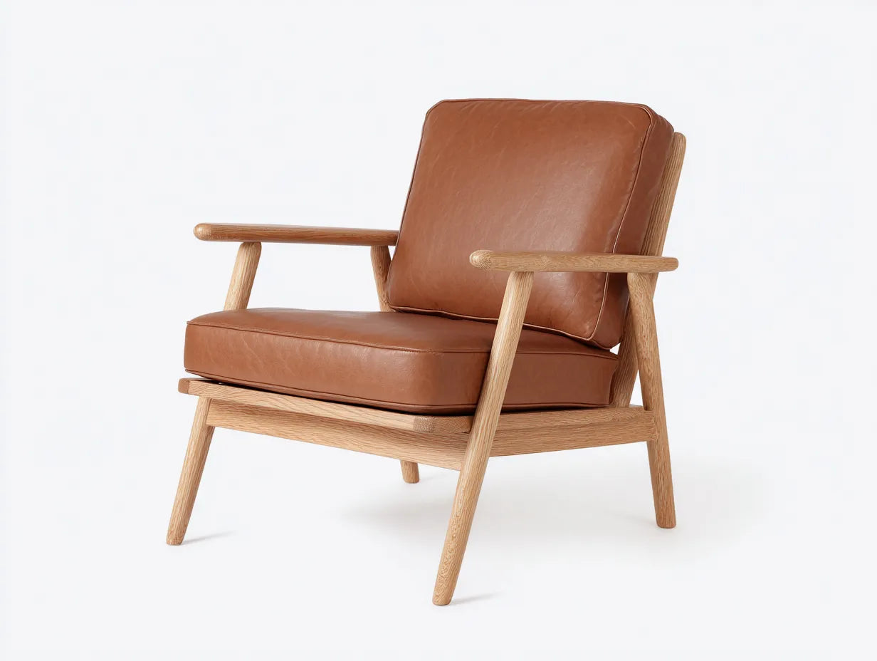 Poltrona reclinabile in pelle 79×89×98 cm - cammello - telaio in legno stile nordico