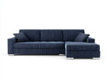 Divano Soggiorno con chaise longue in tessuto 295×165×82 cm - blu scuro - stile moderno essenziale