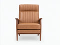 Poltrona Reclinabile Soggiorno in pelle e legno 82×88×101 cm - cammello/marrone scuro - design contemporaneo