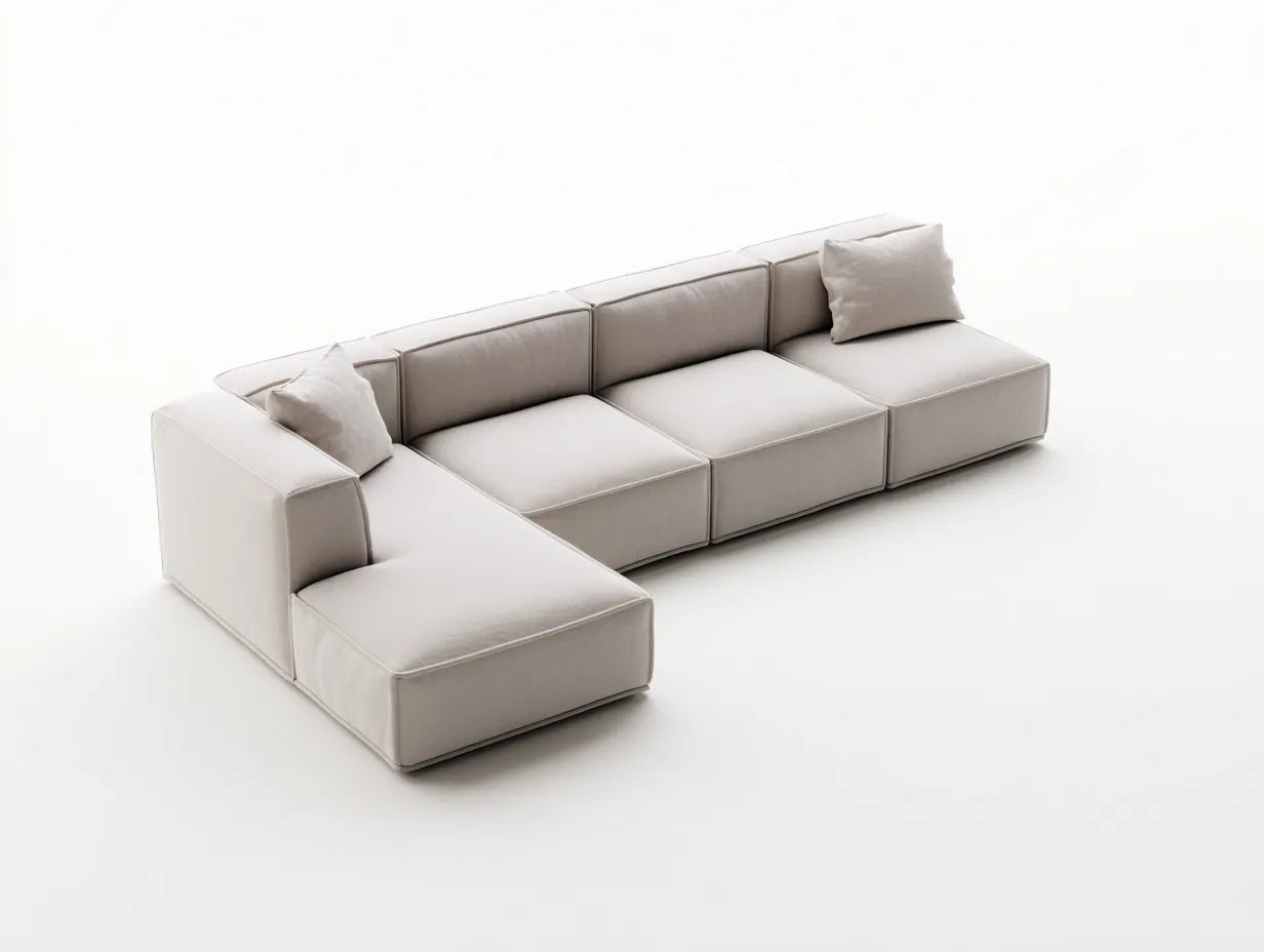 Divano modulare angolare in tessuto 305×215×76 cm - beige chiaro - design contemporaneo