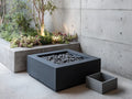 Stufa All'Aperto in cemento 80×80×48 cm - grigio scuro - design moderno quadrato
