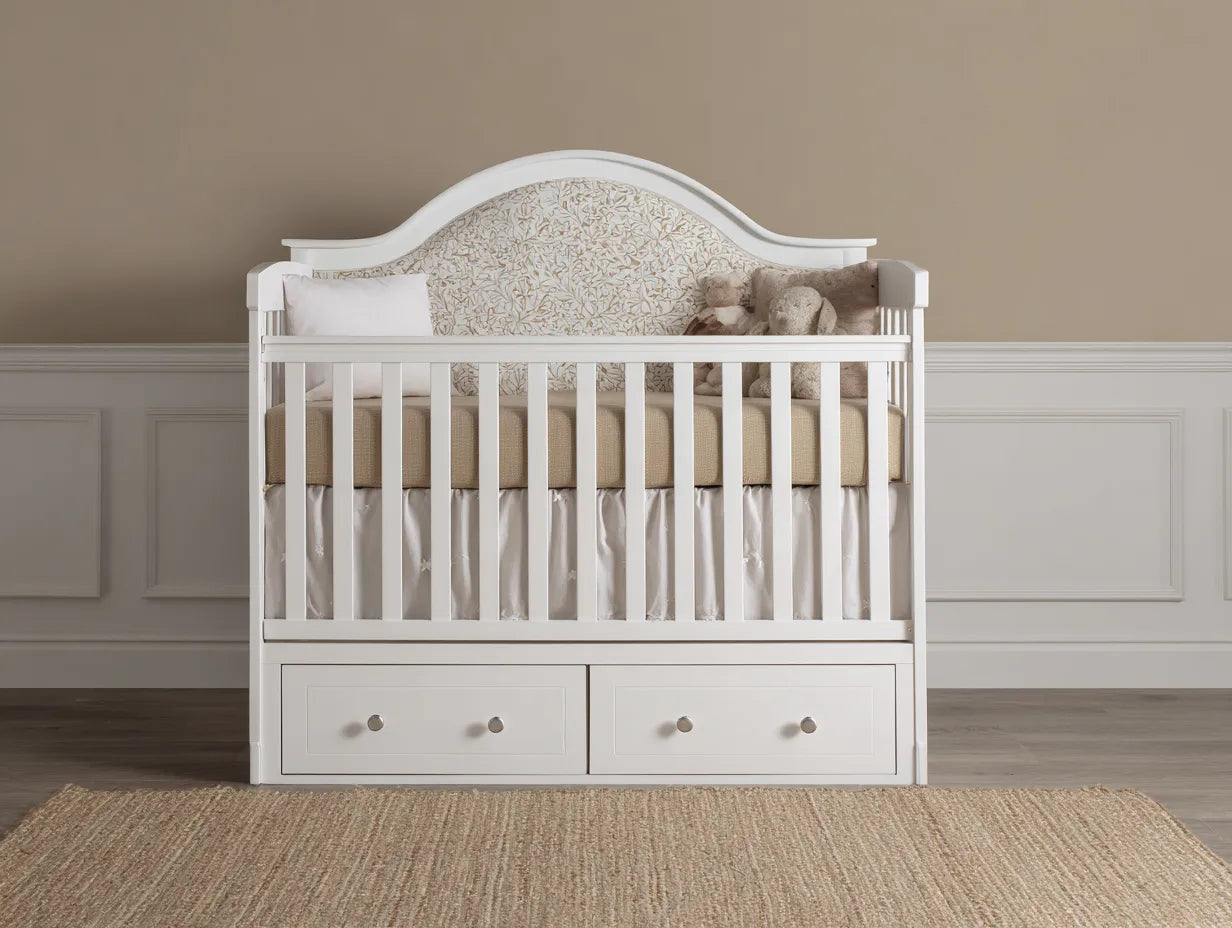 Culla in legno 138×76×112 cm - bianco beige - stile classico con spazio contenitore