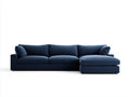 Divano Soggiorno con chaise longue in tessuto 295×165×82 cm - blu scuro - stile moderno essenziale