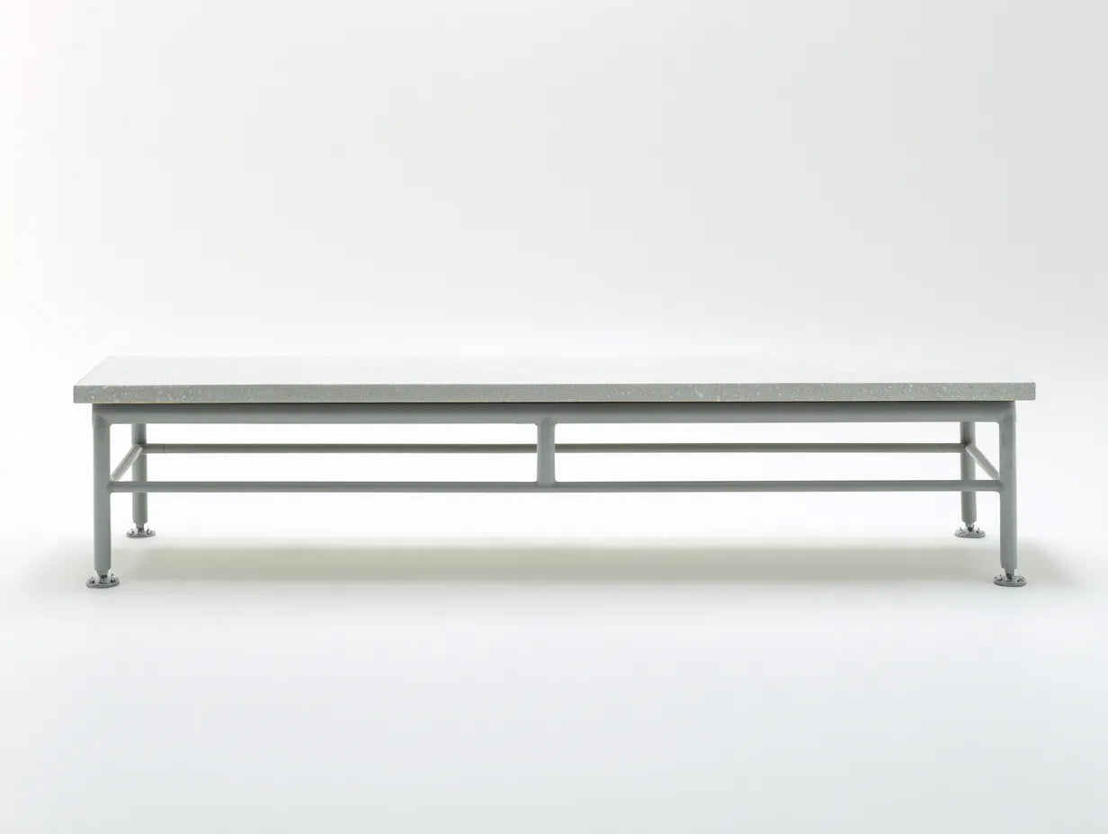 Panca All'Aperto in cemento e metallo 195×45×46 cm - grigio chiaro/grigio - stile moderno lineare