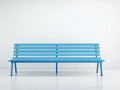 Panca da esterno in legno 180×55×82 cm - blu - schienale a doghe