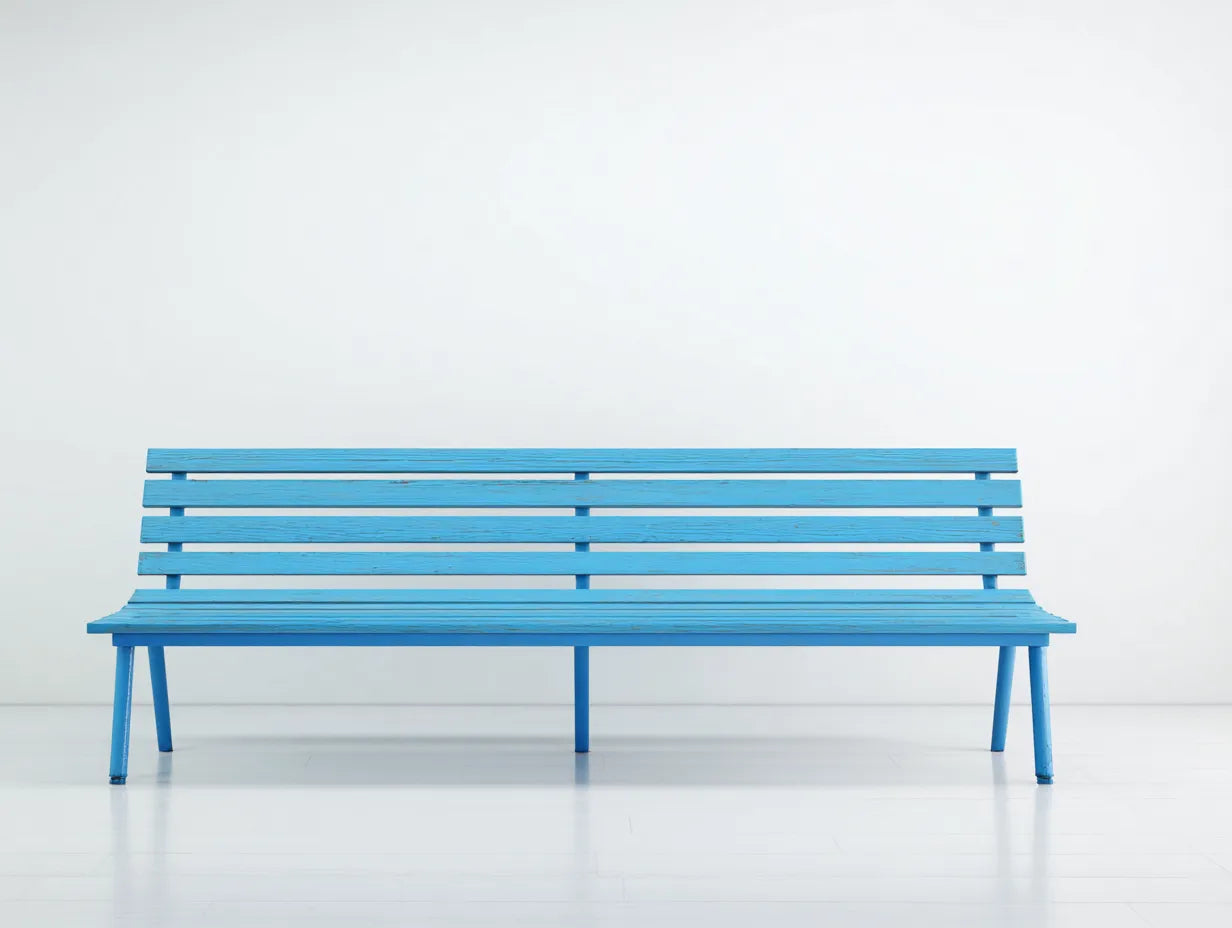 Panca da esterno in legno 180×55×82 cm - blu - schienale a doghe