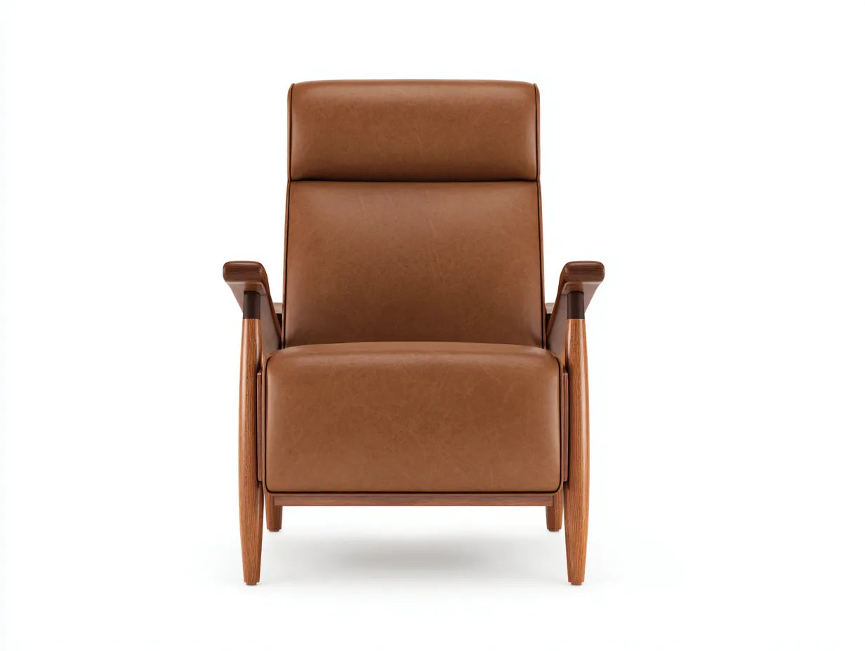 Poltrona reclinabile in pelle 76×86×105 cm - marrone - struttura in legno e schienale alto