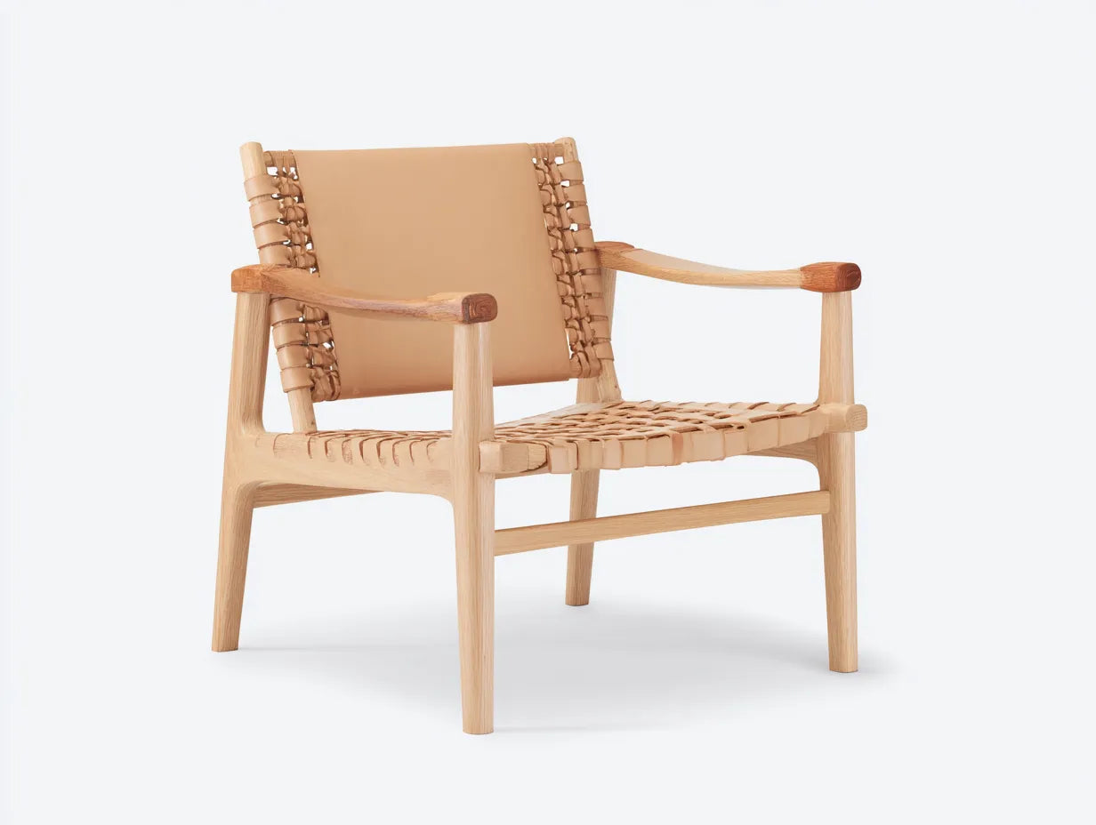 Poltrona Reclinabile Soggiorno in pelle e legno 74×80×82 cm - beige/legno naturale - stile scandinavo