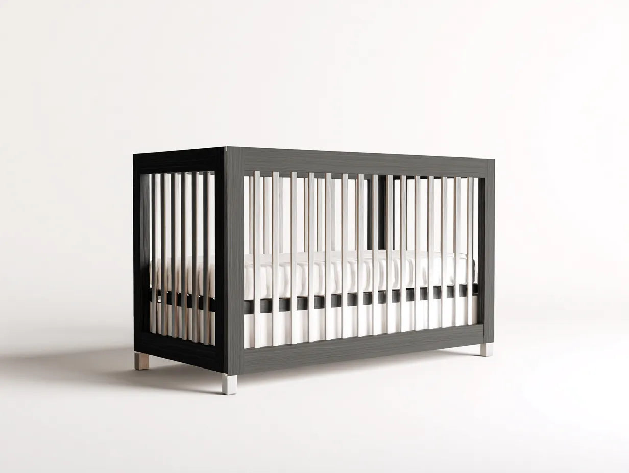 Culla in legno 140×75×90 cm - grigio nero bianco - design contemporaneo per camera da letto