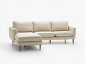 Divano Soggiorno angolare in tessuto 265×160×86 cm - beige/legno naturale - design nordico con chaise longue