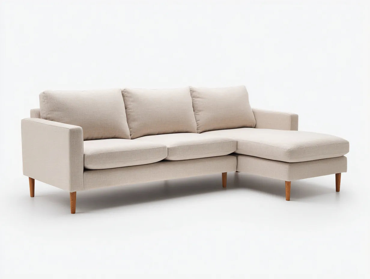 Divano con chaise longue in tessuto 258×162×84 cm - beige chiaro - stile moderno rialzato